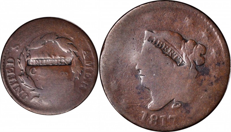 Counterstamps

GRIFFEN in a box punch on an 1817 Matron Head large cent. Brunk...