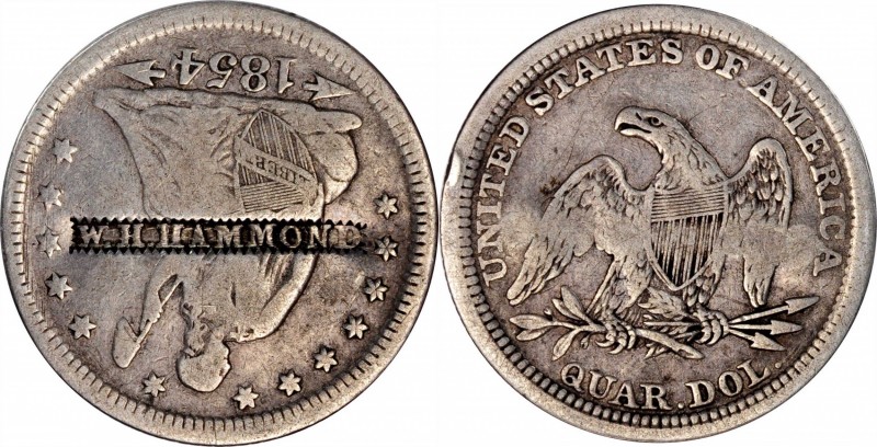 Counterstamps

W.H. HAMMOND in a serrated box punch on an 1854 Liberty Seated ...