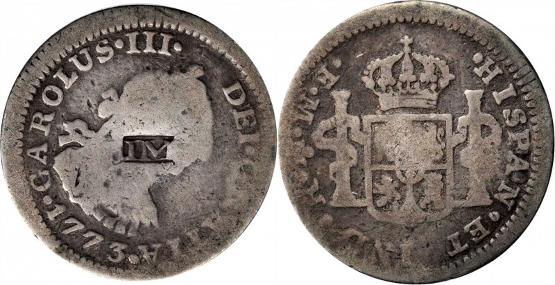 Counterstamps

IM in a box punch on a 1773 Spanish Colonial 1/2 Real Mo-FM. Br...