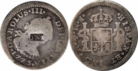 Counterstamps

IM in a box punch on a 1773 Spanish Colonial 1/2 Real Mo-FM. Brunk M-31, Rulau-Unlisted. Host coin Good. 

A second example on an u...