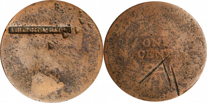 Counterstamps

A.R. THOMPSON in a box punch on a 1794 or 1795 Liberty Cap larg...
