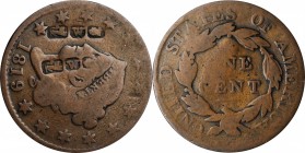 Counterstamps

(lion) (W) (head) in box punches on an 1819 Matron Head large cent. Brunk-Unlisted, Rulau-Unlisted. Host coin Very Good.

These are...
