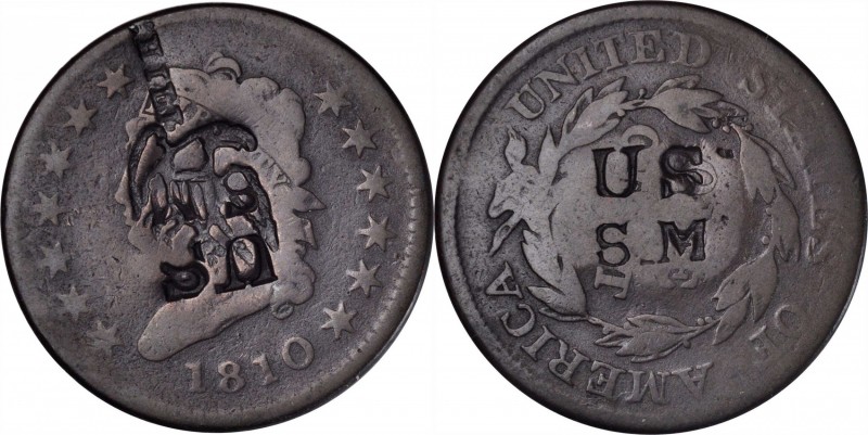 Counterstamps

(P)HIL(A) (EAGLE) / US / SM on the obverse and US / SM on an 18...