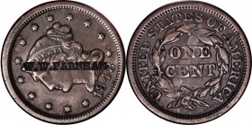 Counterstamps

W.W. FARNHAM on an 1848 Braided Hair large cent. Brunk-Unlisted, Rulau-Unlisted. Host coin Extremely Fine. 

William W. Farnham was...