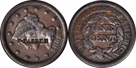 Counterstamps

F. FARRER on an 1848 Braided Hair large cent. Brunk-Unlisted, Rulau-Unlisted. Host coin Extremely Fine. 

F.F. Farrar was a mechani...