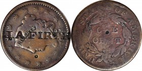 Counterstamps

J.A. FIRTH on an 1834 Matron Head large cent. Brunk F-185, Rulau-Unlisted. Host coin Very Good. 

John A. Firth was a blacksmith wo...