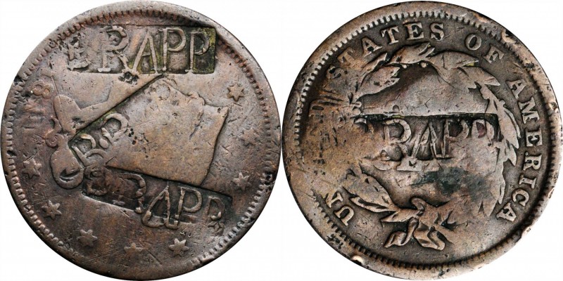 Counterstamps

B. RAPP (4) counterstamped in a box punch on both sides of an 1...