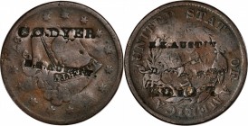 Counterstamps

C.C. DYER / E.K. AUSTIN counterstamped on the obverse and L. GAGE / E.K. AUSTIN / D. GOODHUE on an 1837 Braided Hair large cent. Brun...
