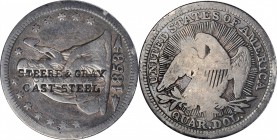 Counterstamps

STEERE & GRAY / CAST - STEEL on an 1853 Liberty Seated quarter. Brunk S-904, Rulau-Unlisted. Host coin Fine.

The firm of Elisha B....