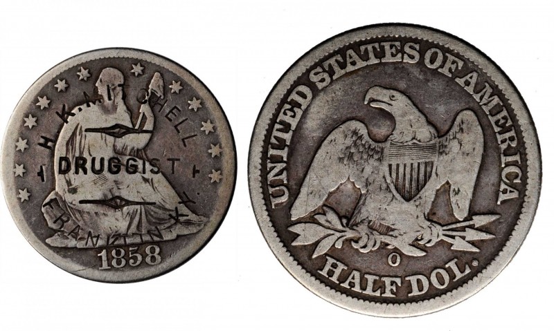 Counterstamps

H.K. MITCHELL (curved) / DRUGGIST / FRANKLIN, KY (curved) on an...