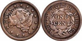 Counterstamps

PITTSFIELD N.H. (curved) on an 1845 Braided Hair large cent. Brunk P-529, Rulau-NH 114 var. Host coin Very Fine. 

This is the loca...