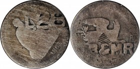 Counterstamps

B & M R(R) / L.28 on an 1863 Liberty Seated quarter. Brunk B-9 var., Rulau-Unlisted. Host coin About Good. 

This is a tag or check...