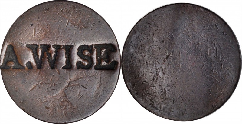 Counterstamps

A. WISE on an 1794 or 95 Liberty Capped large cent. Brunk-Unlis...