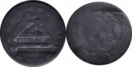 Counterstamps

O.P.Q. & CO. / BROOKLYN in box punches on an 1818 Matron Head large cent. Brunk Q-3 var., Rulau-Z75Q var. Host coin About Good.

Th...