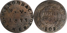 Counterstamps

W.T. HORBACH. / N.Y. / 1877 / GENTS EO on the planed down obverse and 102 counterstamped with individuals punches on a 1840s Braided ...