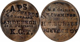 Counterstamps

APS / S.G. EDWARDS / G.C.HOWLAND. / ANDERSON / J.H. FERGUSON / K.G.T. on the obverse and W.E. COLMAN / M. CUMMINGS / H.S. BURGESS on ...