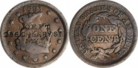 Counterstamps

HOEFT / 256 CHERRY ST. / N.Y. on an 1851 Braided Hair large cent. Brunk H-671, Rulau NY NY-115. Host coin Fine.

Neither Brunk or R...