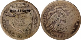 Counterstamps

PATENTED / MCH. 23. 1875 on an 1876-P Liberty Seated quarter. Brunk-Unlisted, Rulau-Unlisted. Host coin Fine.

Without a patent num...