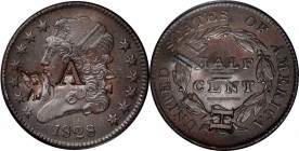 Counterstamps

(EAGLE) / A on the obverse and H on an 1828 Braided Hair half cent. Brunk A-1, Rulau-Unlisted. Host coin About Uncirculated.

There...