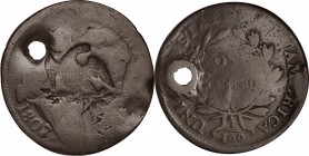 Counterstamps

(large eagle) on an 1807/6 Draped Bust large cent. Brunk-Unlisted, Rulau-Unlisted. Host coin Very Good, but holed.

A very impressi...