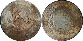 Counterstamps

(eagle with dots above) within a round serrated box punch on an 1826 Matron Head large cent Brunk-Unlisted, Rulau-Unlisted. Host coin...