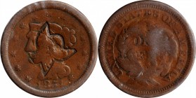 Counterstamps

(eagle) on an 1851 Braided Hair cent Brunk-Unlisted, Rulau-Unlisted. Host coin Fine.

From the Steve M. Tompkins Collection.

Est...