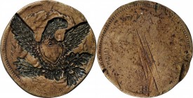Counterstamps

(large eagle) on an 1859 Indian Head cent. Brunk-Unlisted, Rulau-Unlisted. Host coin Good.

From the Steve M. Tompkins Collection....