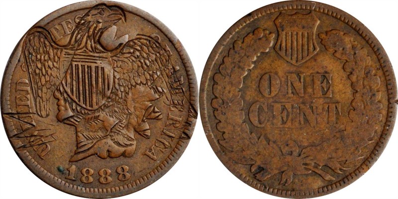 Counterstamps

(large eagle) on an 1888 Indian Head cent. Brunk-Unlisted, Rula...