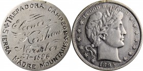 Engraved Coins, Love Tokens, and Coin Jewelry

Engraved 1896 Mounting Climbing Award Fashioned out of an 1895-Dated Barber Half Dollar. 

The reve...