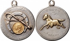 Engraved Coins, Love Tokens, and Coin Jewelry

Engraved Horse Racing Award Fashioned out of a Silver Dollar size coin. 

Looped for suspension. On...
