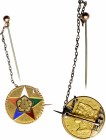 Engraved Coins, Love Tokens, and Coin Jewelry

Engraved Fraternal Stickpin Fashioned out of an 1854-Dated Liberty Head Half Eagle.

The reverse of...