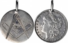 Engraved Coins, Love Tokens, and Coin Jewelry

Engraved Masonic Piece Fashioned out of an 1888-Dated Morgan Dollar.

The reverse of the host coin ...