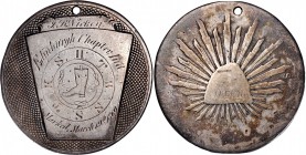 Engraved Coins, Love Tokens, and Coin Jewelry

Engraved Masonic Chapter Coin Fashioned out of a well-worn 1840s Mexican 8 reales. 

The reverse of...
