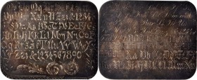 Engraved Coins, Love Tokens, and Coin Jewelry

Silver Engraving Practice Plate, 2 ¼” by 3 ¾”. 

Engraved on both sides in different fonts with the...