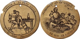 Engraved Coins, Love Tokens, and Coin Jewelry

Engraved Drinking Scene on a Brass Planchet. 27mm, 6.4g.

One side is engraved with a detailed scen...