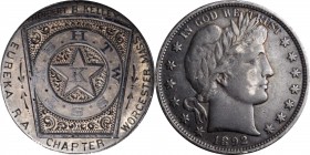 Engraved Coins, Love Tokens, and Coin Jewelry

Engraved Masonic Chapter Coin Fashioned out of an 1892-Dated Barber Half Dollar.

The reverse of th...