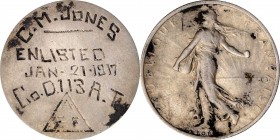 Engraved Coins, Love Tokens, and Coin Jewelry

Engraved World War I Memento Fashioned out of a French 50 Centimes.

The reverse of the host coin i...
