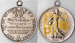 Engraved Coins, Love Tokens, and Coin Jewelry

Engraved World War I Cricket Award Fashioned out of a French 50 Centimes. 

The reverse of the host...
