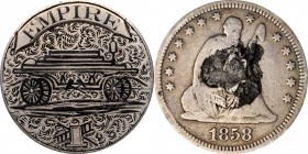 Engraved Coins, Love Tokens, and Coin Jewelry

Engraved Badge Fashioned out of an 1858 Liberty Seated Quarter.

Engraved EMPIRE engraved above an ...