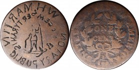 Engraved Coins, Love Tokens, and Coin Jewelry

Notary Public Stamp Fashioned out of a Draped Bust Large Cent. 

The obverse of the host coin has t...