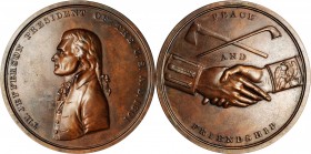Indian Peace Medals

"1801" Thomas Jefferson Indian Peace Medal. Medium Size. 20th Century Restrike. By John Reich. Failor-Hayden 103. Bronze. About...