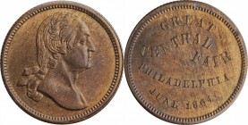 Washingtoniana

1864 Great Central Fair, Philadelphia Medalet. Musante GW-672, Baker-363A, Julian CM-43, Fuld-750L-1a. Copper. Gem Mint State.

17...