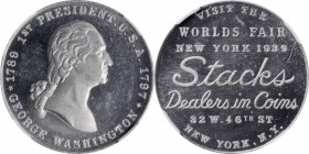 Washingtoniana

1939 Stack's Store Card. Baker-737. Aluminum. MS-66 PL (NGC).

29 mm.

Estimate: $ 75