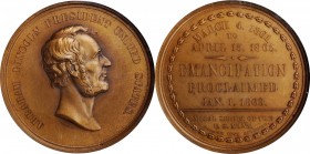 Lincolniana

"1871" (20th Century) Emancipation Proclamation Medal. Restrike. By William Barber. Cunningham 7-070Bz, King-232, Julian CM-16. Bronze....