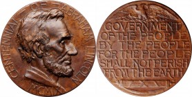 Lincolniana

Lot of (2) 1909 New York City Official Lincoln Centenary Commemorative Medals. Copper.

Included are: Cunningham 11-440C, King-313, A...