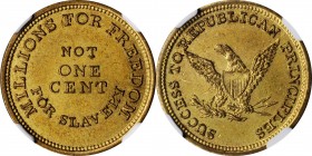 Lincolniana

Undated (1860) Abraham Lincoln Political Medal, or "Bramhall's Token." Second Obverse. Cunningham 36-710B, King-57, DeWitt-AL 1860-60. ...
