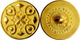 Political Medals and Related

1840 Martin Van Buren Clothing Button. DeWitt-MVB 1840-18. Gilt Brass. Choice About Uncirculated.

19.9 mm x 8.5 mm....