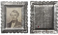 Presidents and Inaugurals

Undated Miniature Portrait of Franklin Pierce. Tin. Extremely Fine.

32 mm x 44 mm. Obv: Bust 1/3 left with name FRANKL...