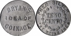 Politics - Bryan Money

Undated (1896) Bryan Dime. Schornstein-345, Zerbe-46. Type Metal, struck. EF-45 (NGC).

44 mm.

Estimate: $ 200