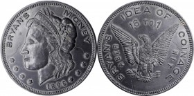 Politics - Bryan Money

1896 Bryan Dollar. Schornstein-817, Zerbe-90. Type Metal, cast. About Uncirculated, Graffiti.

89 mm.

From the Norman G...